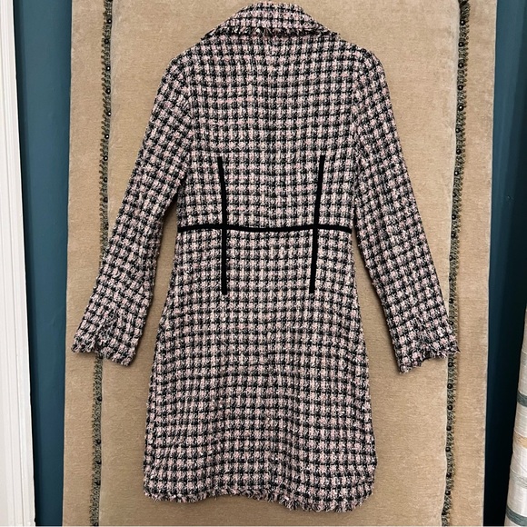 ANTHRO / TRUE MEANING Plaid Fringed Tweed Coat - Picture 9 of 16